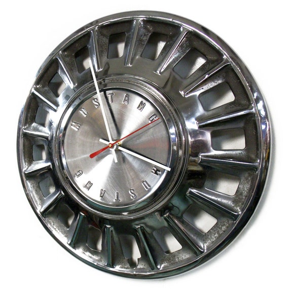 1968 Ford Mustang Hubcap Clock Muscle Car Wall Decor