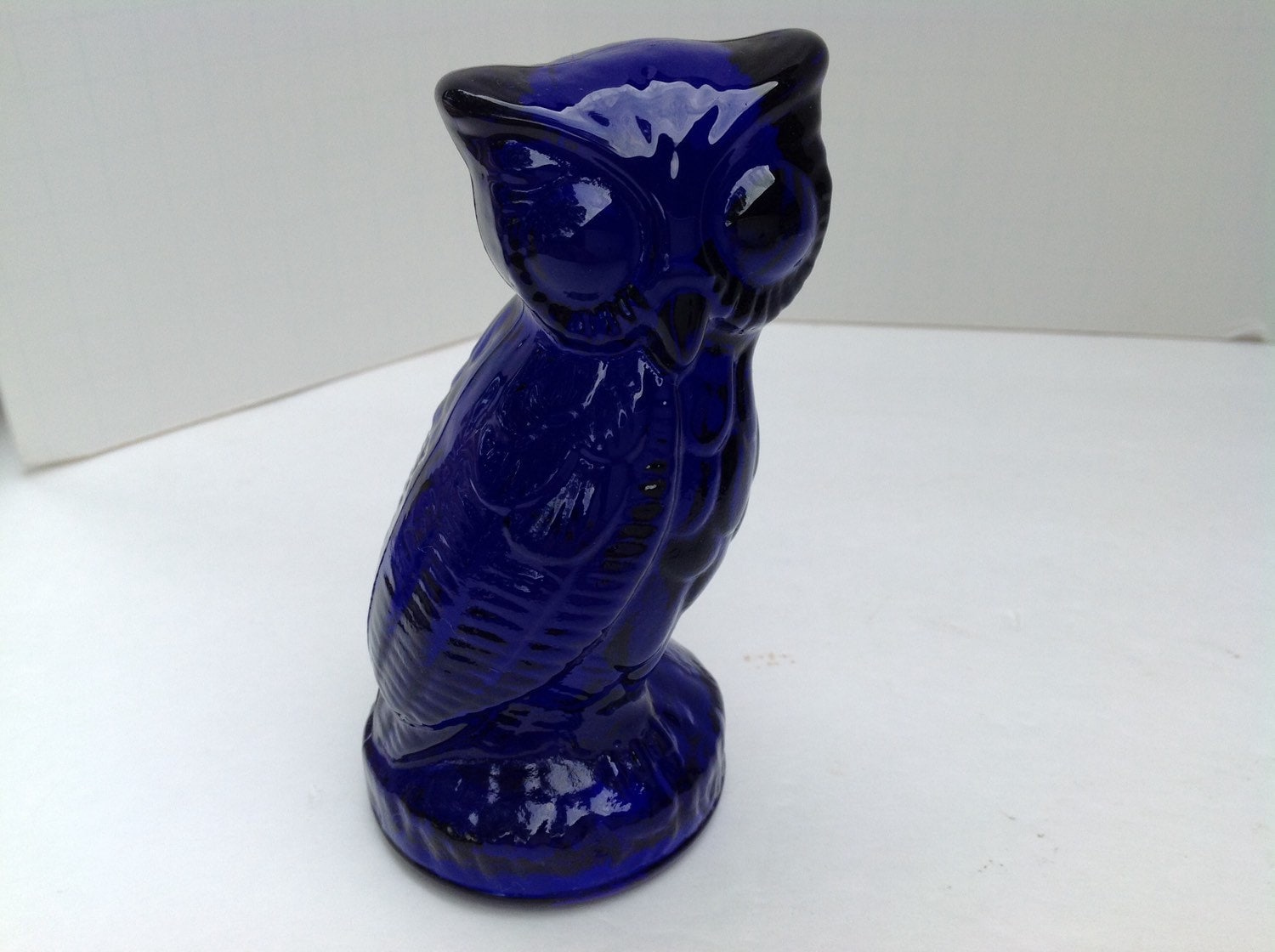 blue glass owl figurine