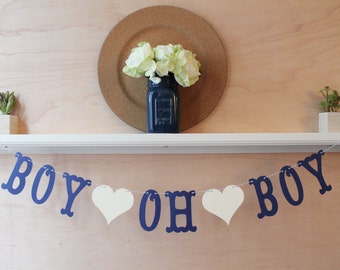 Boy Oh Boy Banner - Custom Colors - Baby Shower Decoration or Pregnancy Gender Announcement Photo Prop