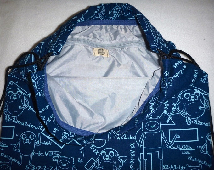 Adventure in Math - blue Backpack/tote made to order