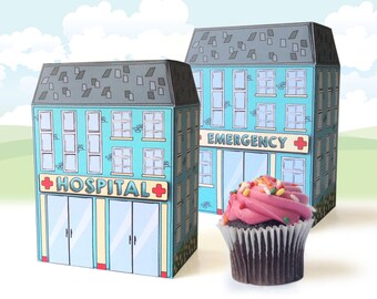 Hospital Box -Doc McStuffins, Nurse Graduation, Nurse/Doctor Party, Cupcake Box, Gift Box-Instant Download DIY Printable PDF Kit
