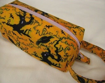 Halloween Graveyard with surprise embroidery inside - Cosmetic Bag Makeup Bag LARGE