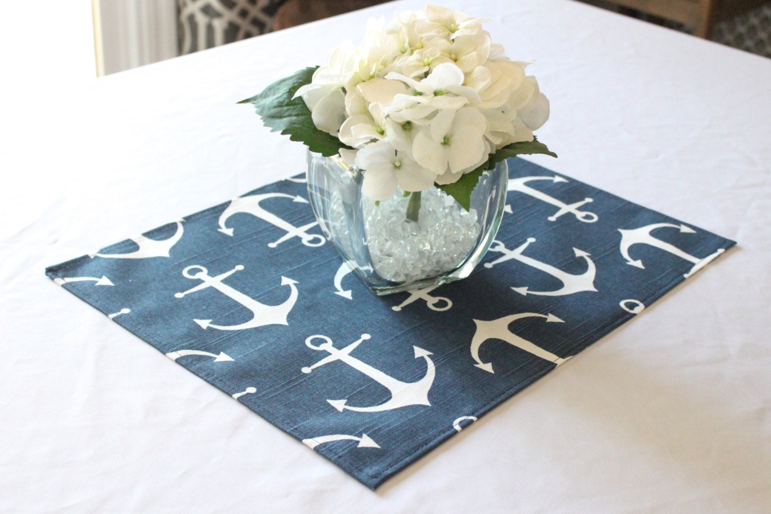Navy anchor placemat Nautical wedding decor Nautical