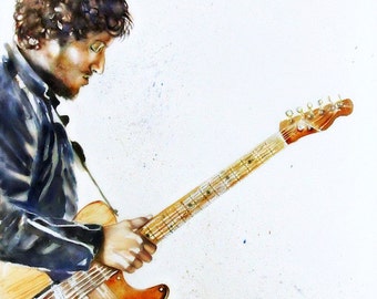 ART Bruce Springsteen, print from original water color portrait, THE BOSS, rock & roll portrait, Born to Run, Americana