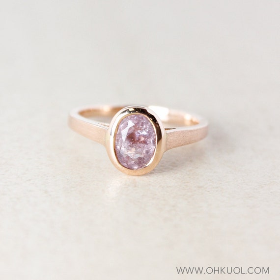 Pastel Pink Tourmaline Engagement Ring - Oval - 10K Rose Gold