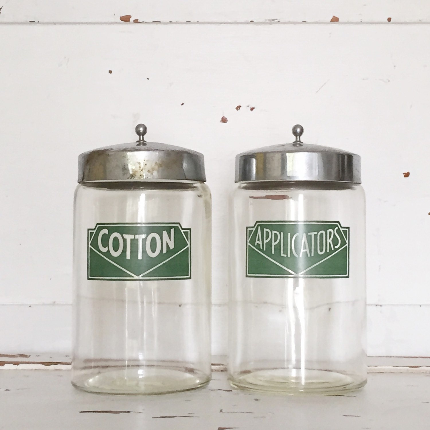ON HOLD 2 vintage medical glass jars by noodleandlouvintage