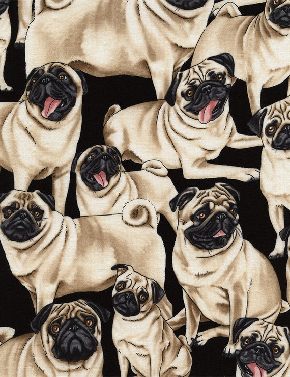 Timeless Treasures PUG Dog Fabric, yards
