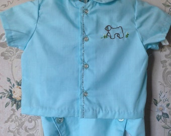 Dog (chupacabra?!) handmade 2-pc baby boy set