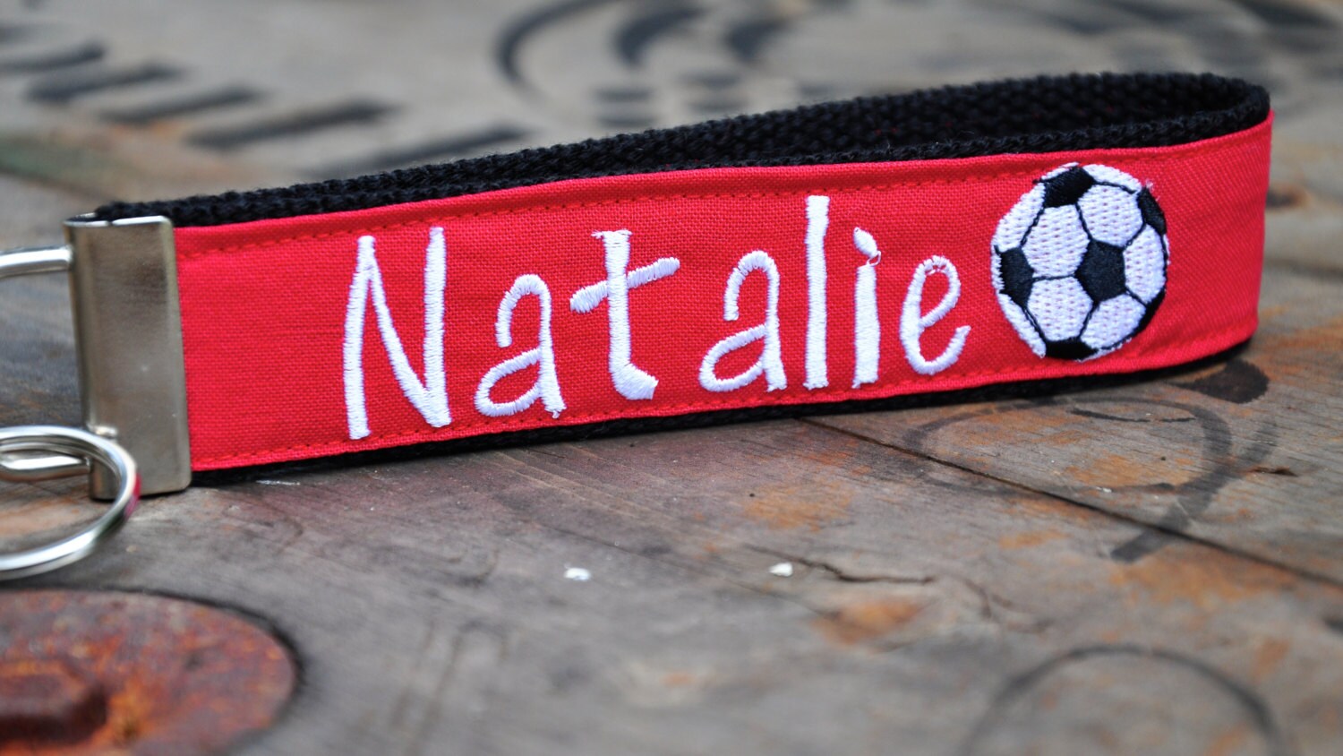 Embroidered Sports Key fob Wristlet Keychain by SewCuteThreads