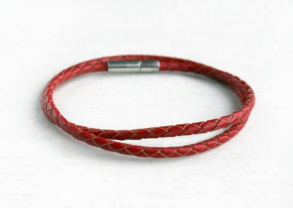 Braided Leather Bracelet Double Wrap Leather Bracelet