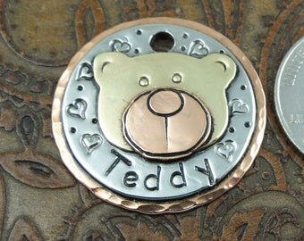 Dog ID Tag Teddy Bear Head-Custom Dog Collar ID Tag-Pet ID Tag-Dog Tag for Dogs-Teddy Bear Head Tag