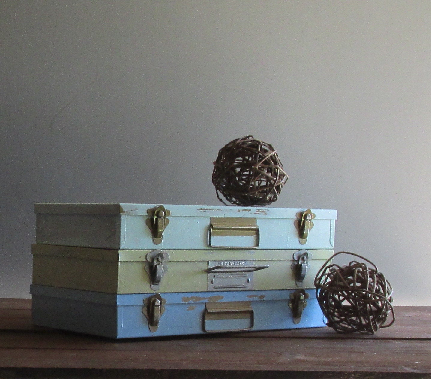 Vintage metal boxes 3 Boxes home decor Haute Juice