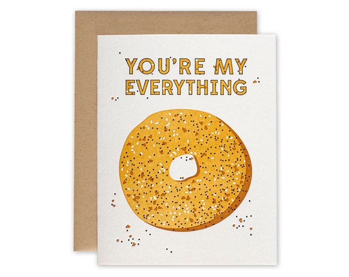 Everything Bagel – Letterpress Card, Valentines Day Card, Mothers Day Card, Anniversary Card