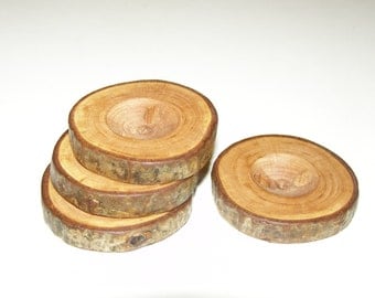 4 Handmade plum wood Tree Branch Buttons with Bark, accessories (1,5'' diameter x 0,28" thick)