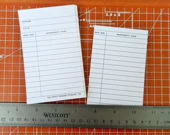 20 Library Cards white checkout cards