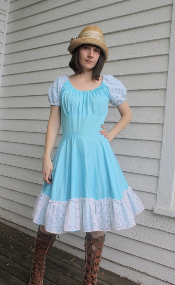 Blue Square Dance Dress Country Dancing Western Rockabilly