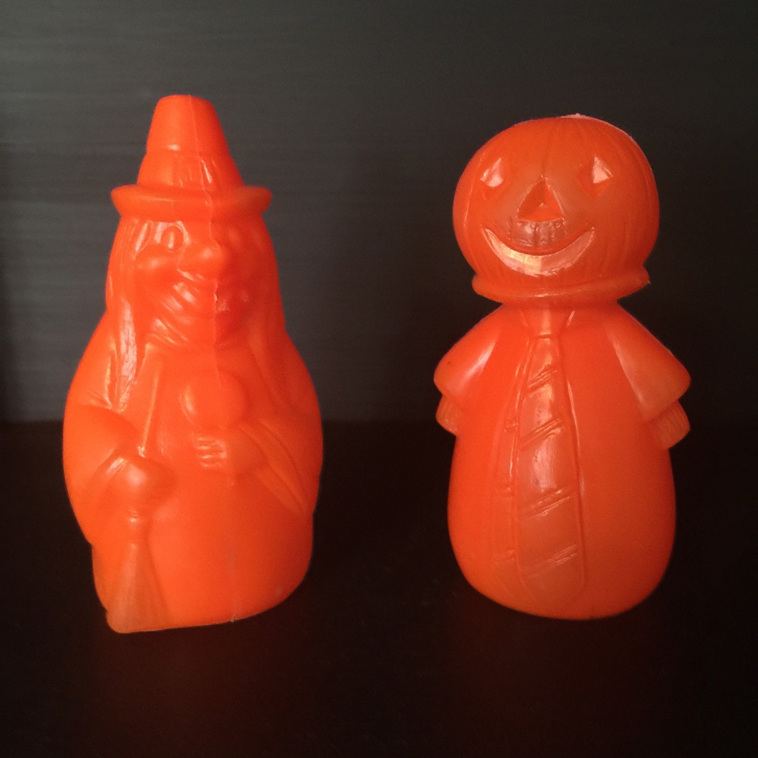 2 Vintage Plastic Halloween Candy Containers