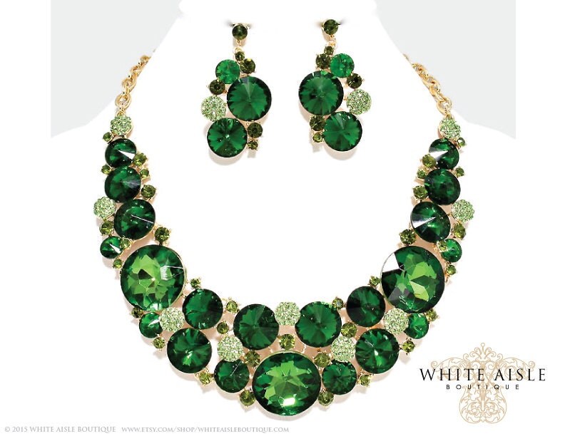 bridal jewelry set green