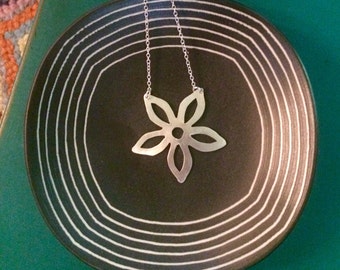 Hand-pierced sterling silver flower necklace
