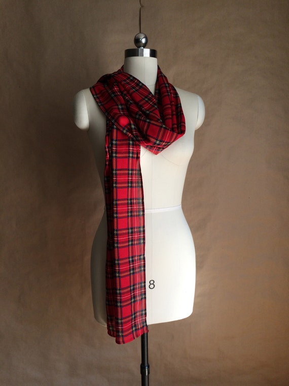 preppy 1990's sheer tartan plaid neck scarf head wrap