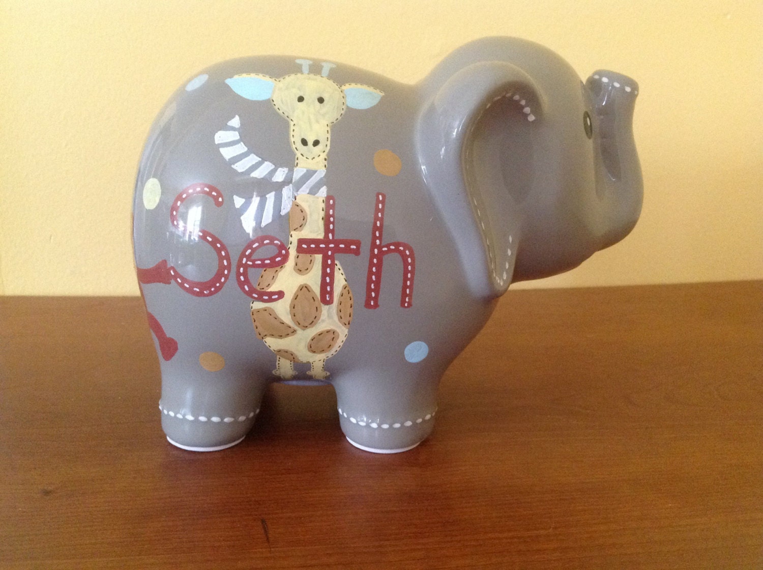Personalized Large Elephant Piggy Bank by KUTEKUSTOMKREATIONS