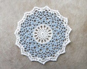 Bridal Blue Lace Crochet Doily, French Cottage Decor, Soft Pastels