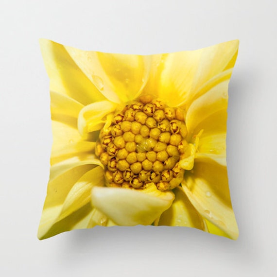 Flower Pillow Case Handmade Yellow Dahlia Throw Cushion