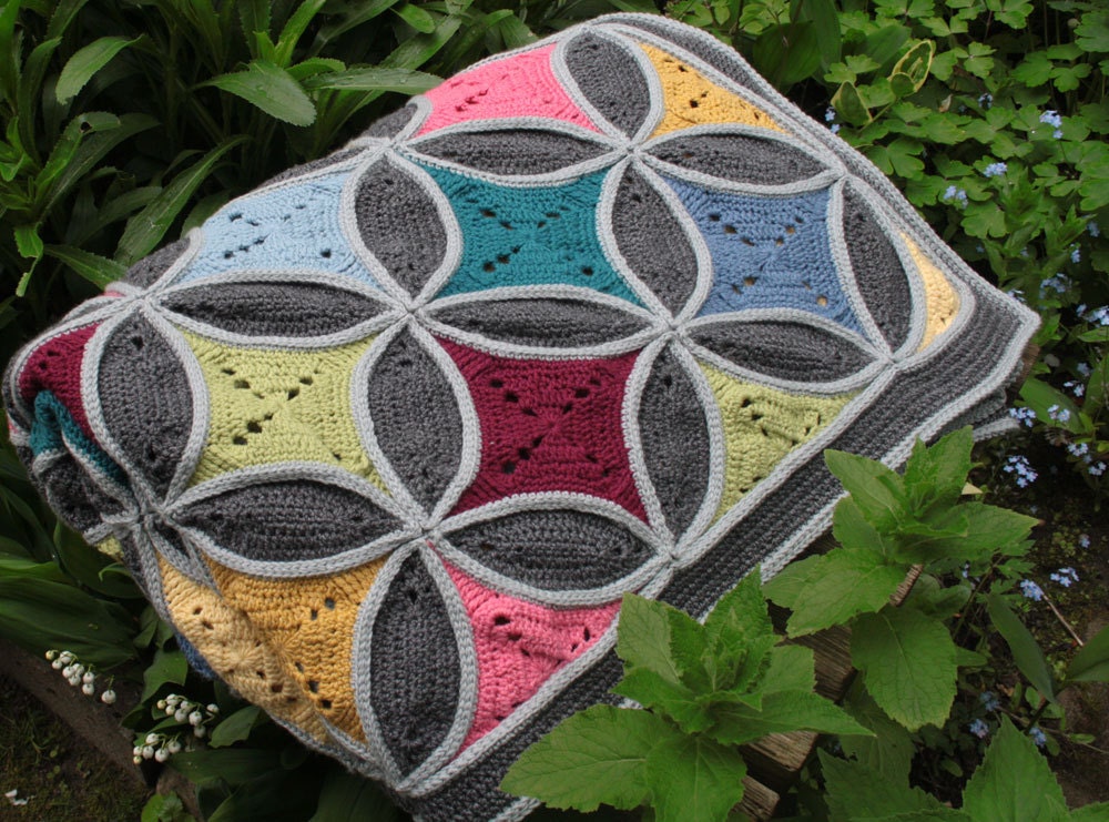  Cathedral  Window Blanket Crochet  Pattern  PDF in English