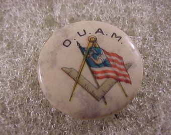 1930s Vintage Pinback Button - O U A M