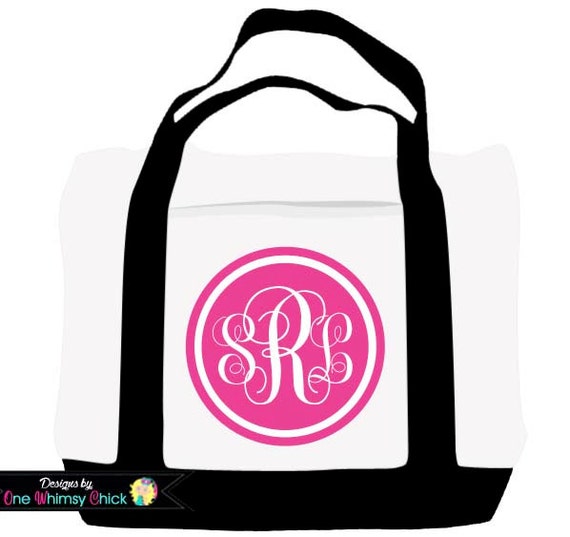 Monogrammed Initials Tote Bag - Camp, Beach, Teacher, School