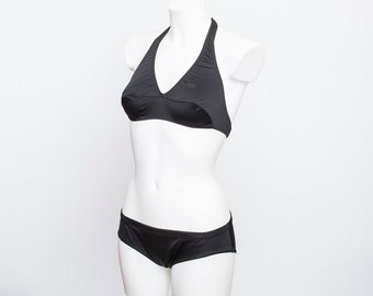 NOS Vintage halter bikini Size S Black 70s