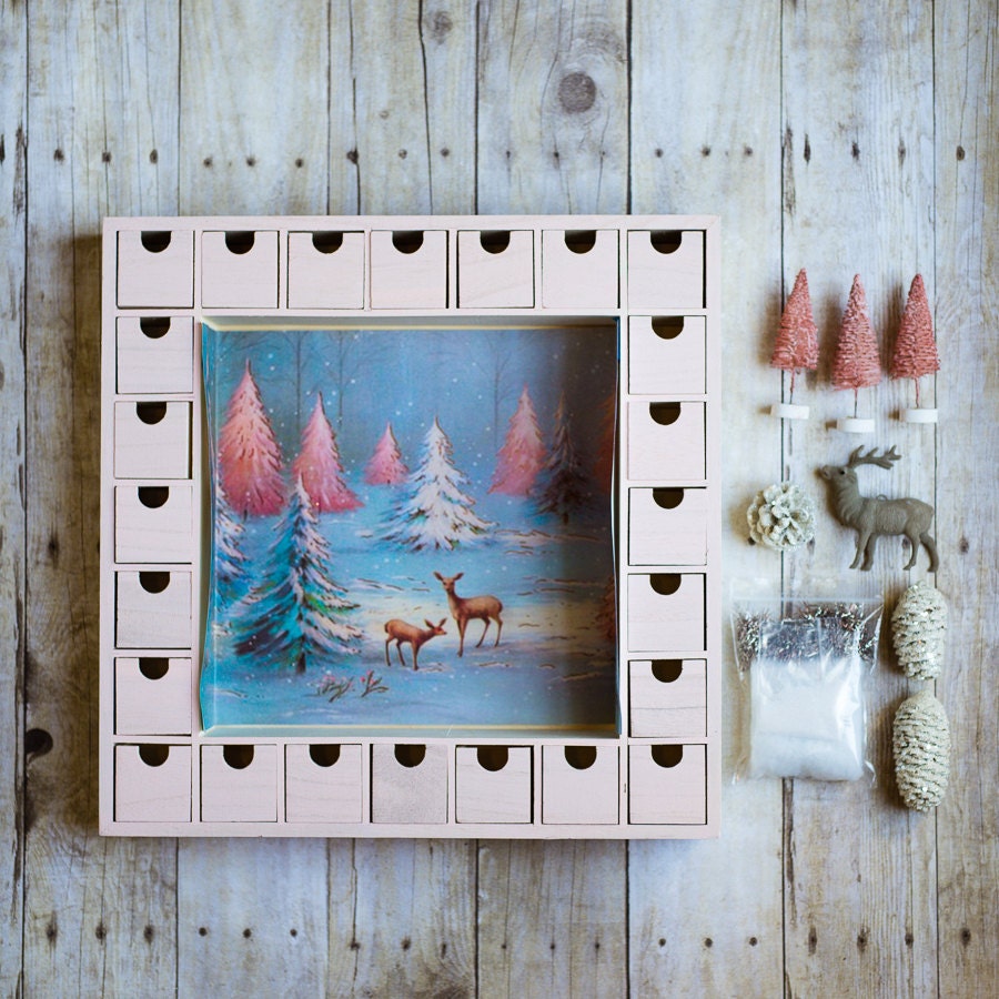 DIY Wooden Christmas Advent Calendar Kit Pink by knollwoodlane