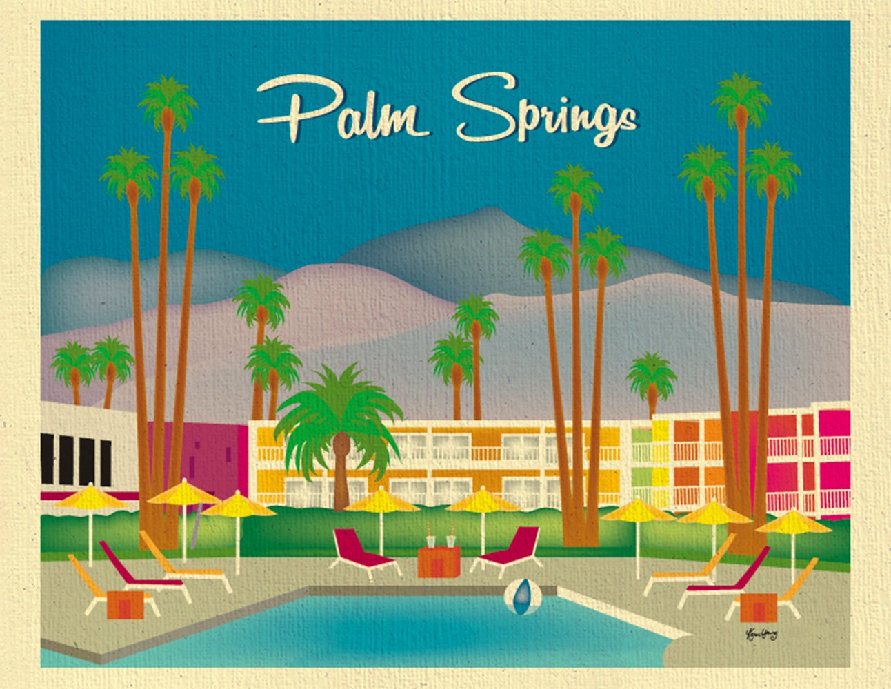 Palm Springs Art Print Skyline Palm Srings Retro Wall Decor