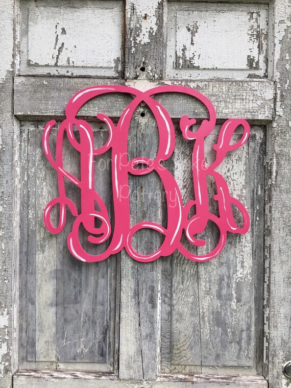 18 Wood cut script monogram-painted by forpetessakepottery on Etsy