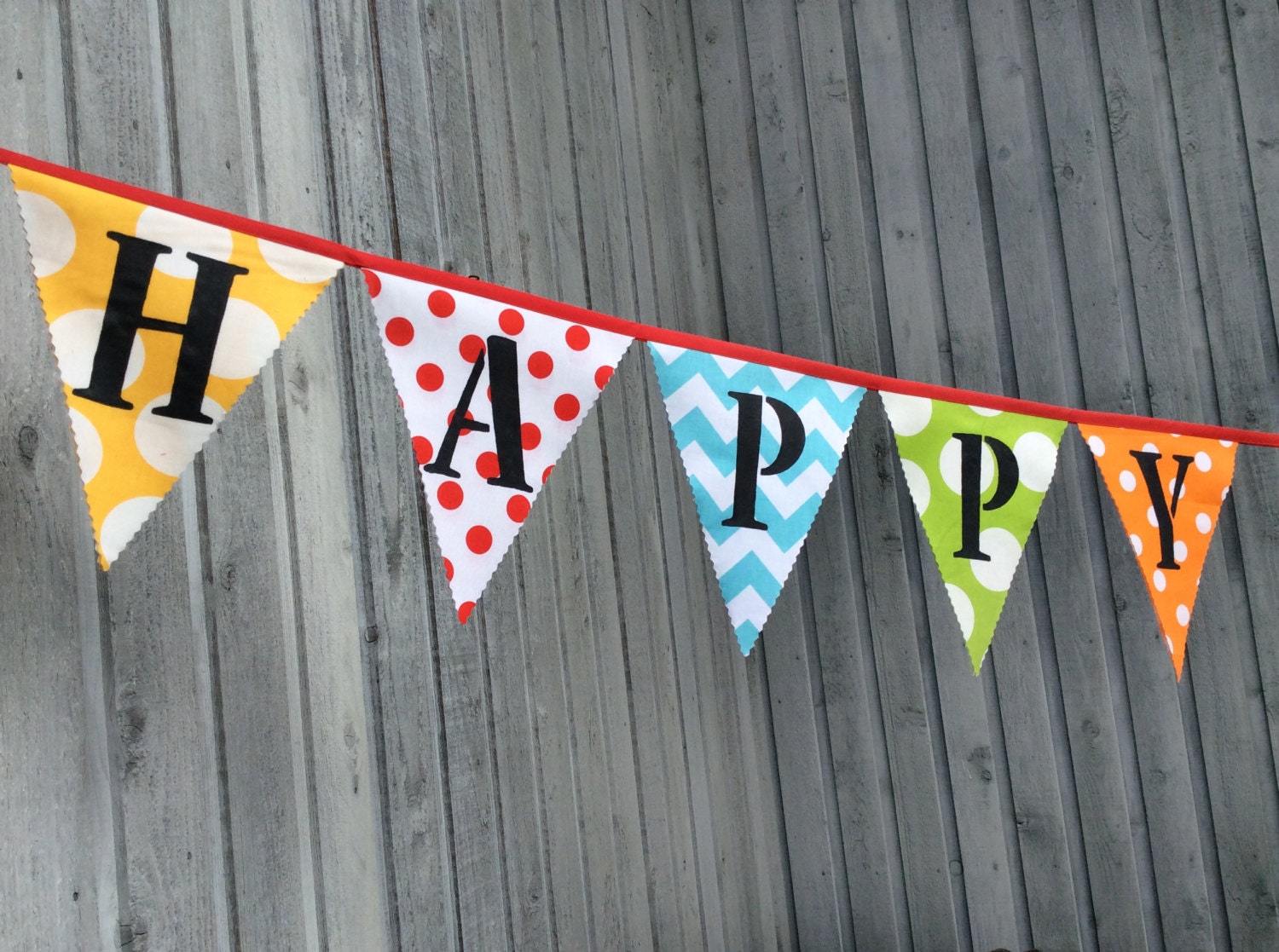 Fabric Birthday Banner Bunting Flags Party Decoration Happy