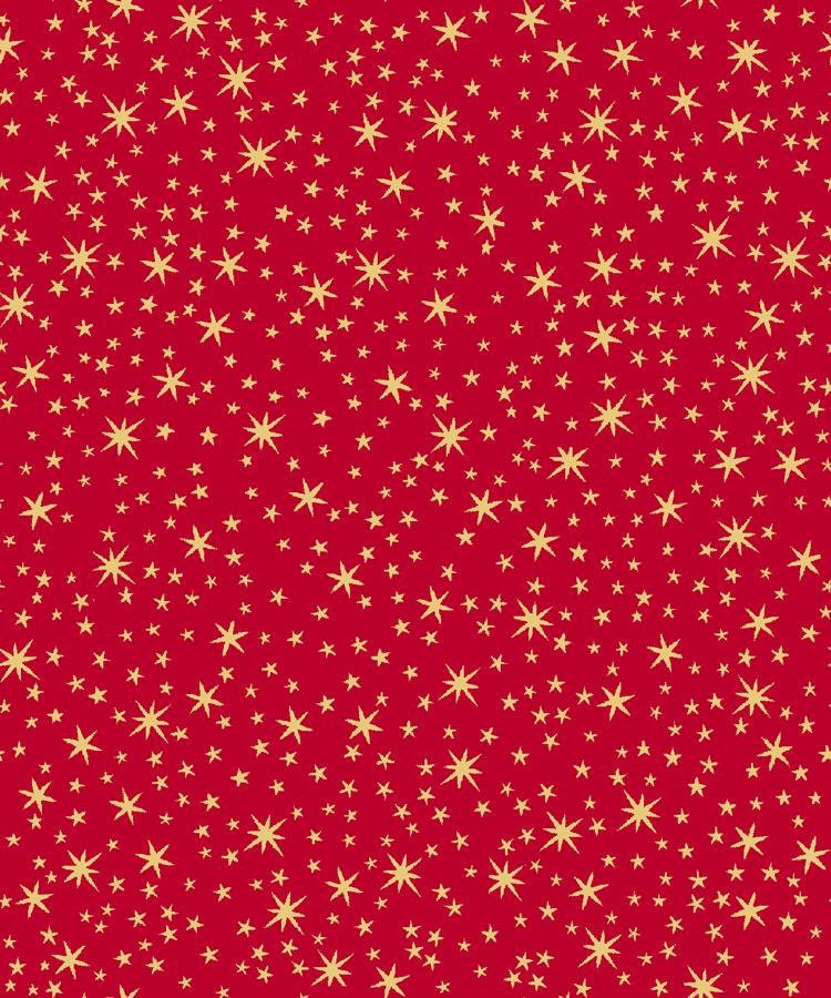 Quilting Treasures Holiday Metals Quilt Fabric Gold Star Fabric Red