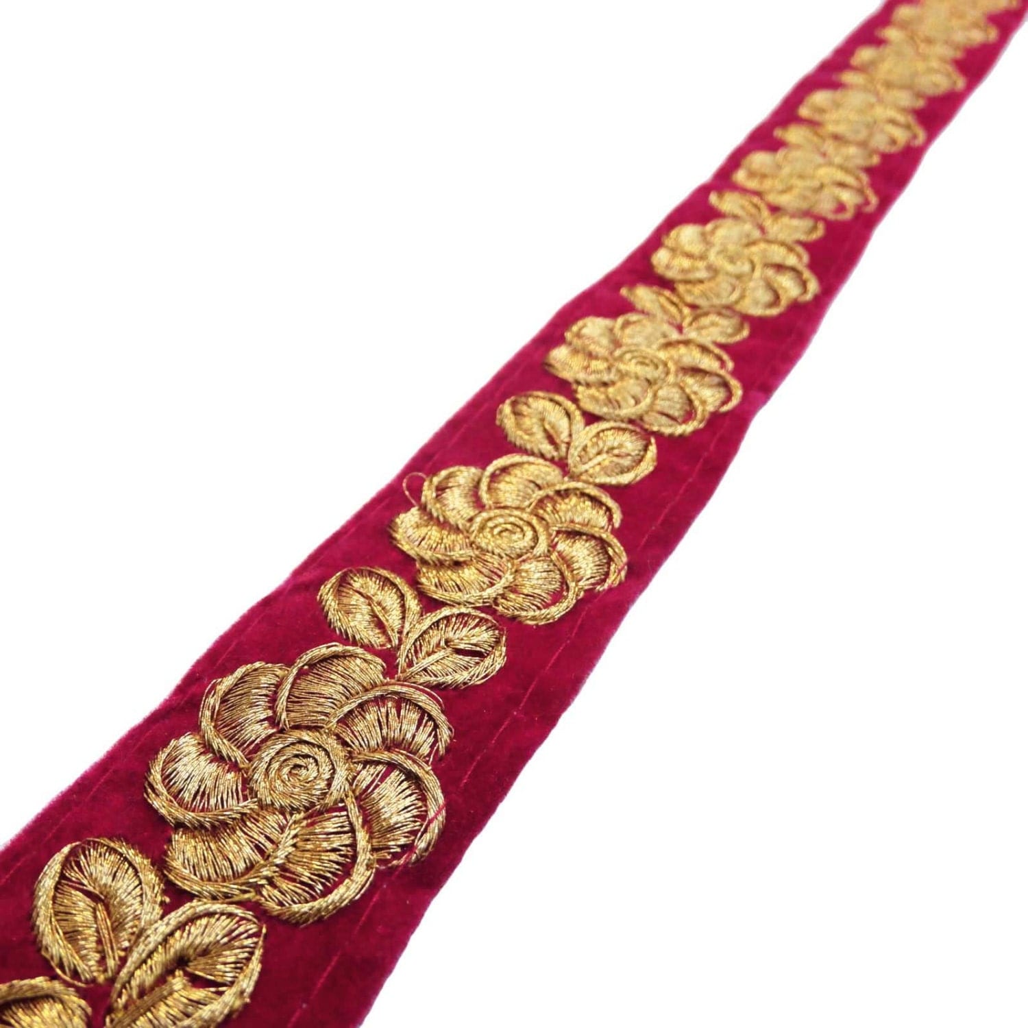 Magenta Trim Embroidered Ribbon Floral Soft Furnishings Widht