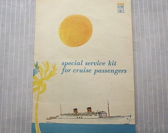 Vintage Cruise Ship Memorabilia, 1968 Home Lines, SS Homeric Passenger Folder, Luggage Tags, Cruise Ephemera, Nautical Maritime Collectible