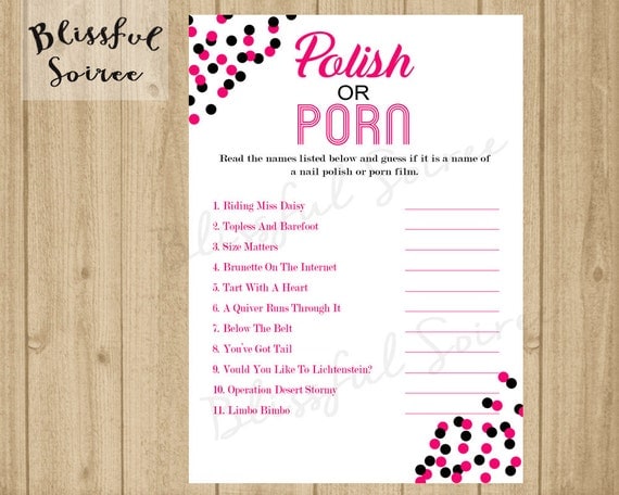 Polish Or Porn Bachelorette Party Game Lingerie Shower Game