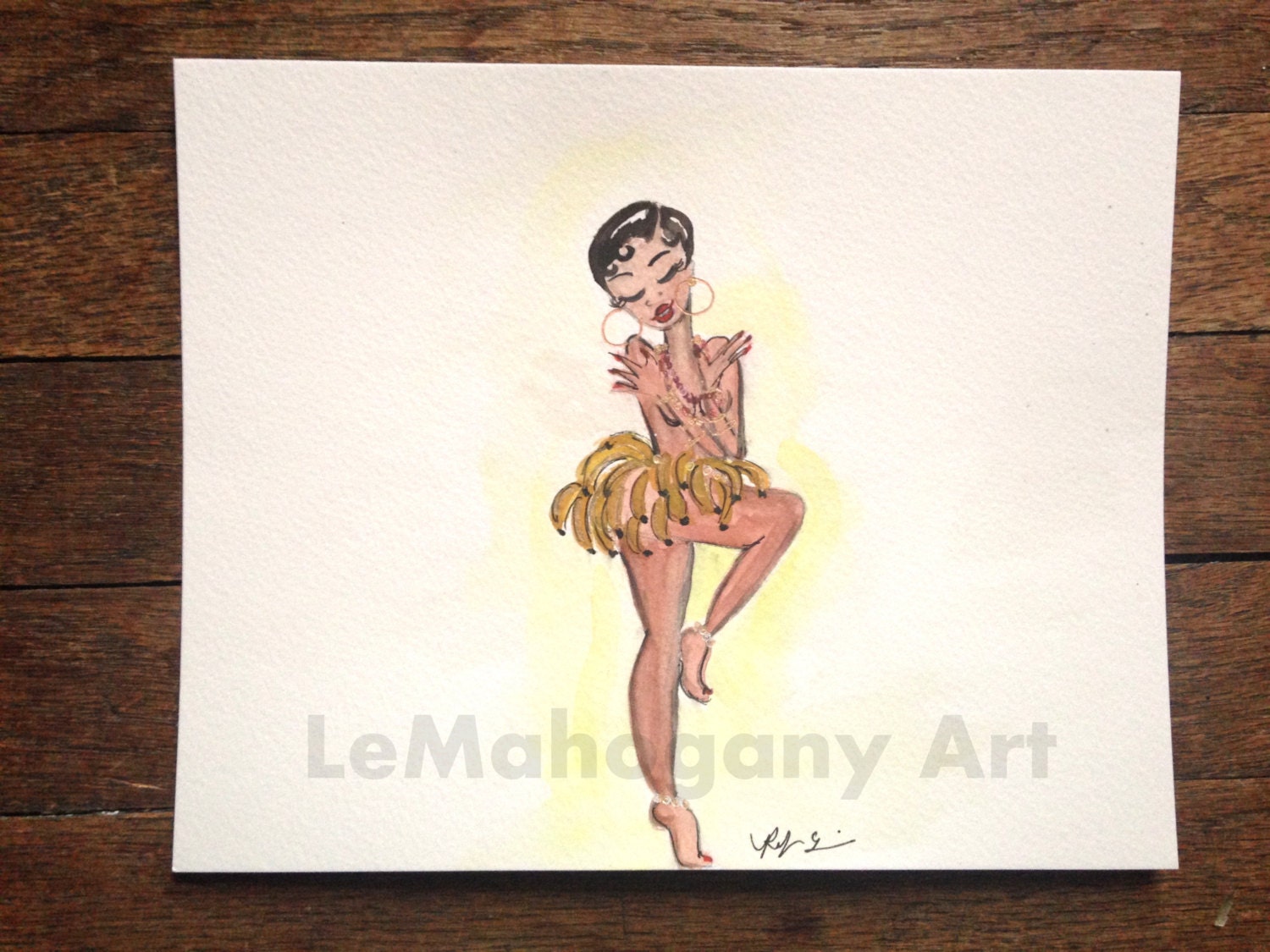 Josephine Baker Banana Dance Black History Art by LeMahoganyArt
