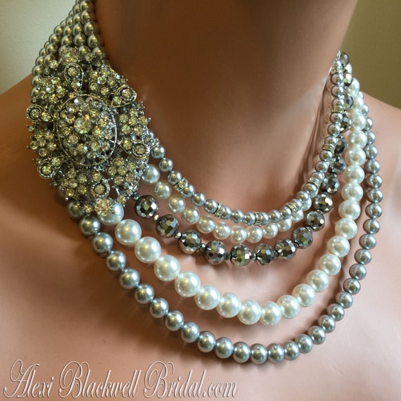 Chunky Layered Bold Statement Necklace by AlexiBlackwellBridal