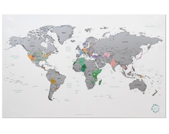 Scratch Off World Map - White Silver Worldmap