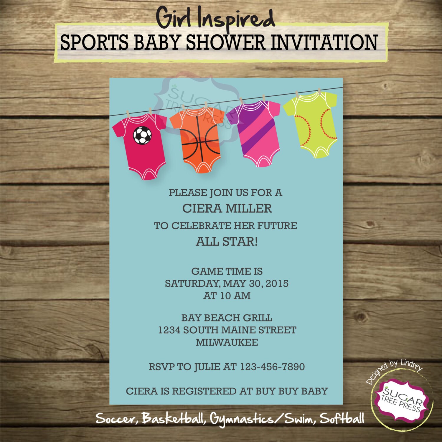 Girl Sports Baby Shower Invitation Printable