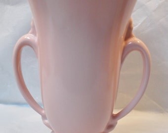 Vintage Abingdon Art Pottery Vase #119-USA-Two Handles-Art Deco Peach / Pink-Original Tag-Very Nice