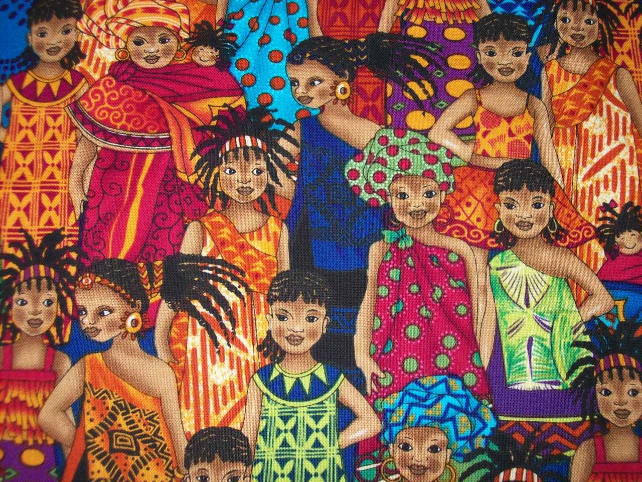 Rare Out of Print fabric African girls Kenta by Timeless