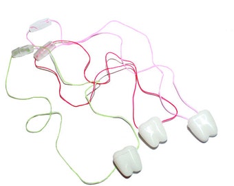 Tooth Box Necklace - Human molar tooth fairy teeth kawaii dentist vintage tooth case necklace kawaii pastel punk grunge