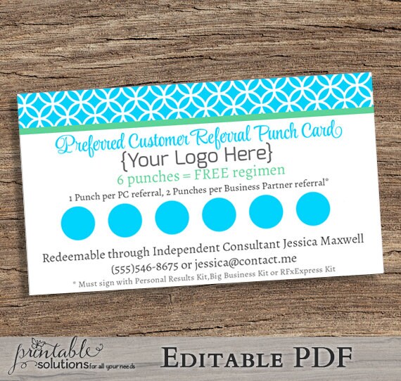 EDITABLE Preferred Customer Referral Punch Card Printable EDITABLE Preferred Customer Referral Punch Card Printable