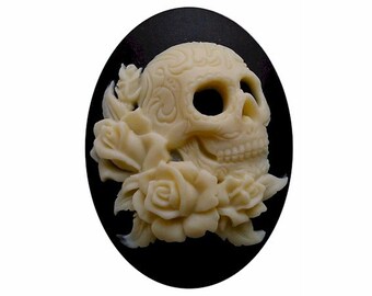 40x30 skull Zombie cameo Lolita rose Cameo Day of the Dead jewelry sci fi skeleton gothic wedding gypsy halloween supply rockabilly 1pc 819x