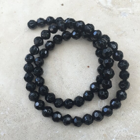 Onyx Beads Faceted Round Beads 15 inch strand 5.5mm