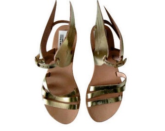 Items similar to Women Handmade Bridal Ancient Greek Leather Sandals ...